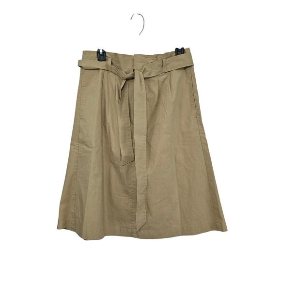 NWT J. Crew Tan Paper-Bag Waist A-Line Belted High Rise Midi Skirt Size 6 Small - Picture 1 of 8